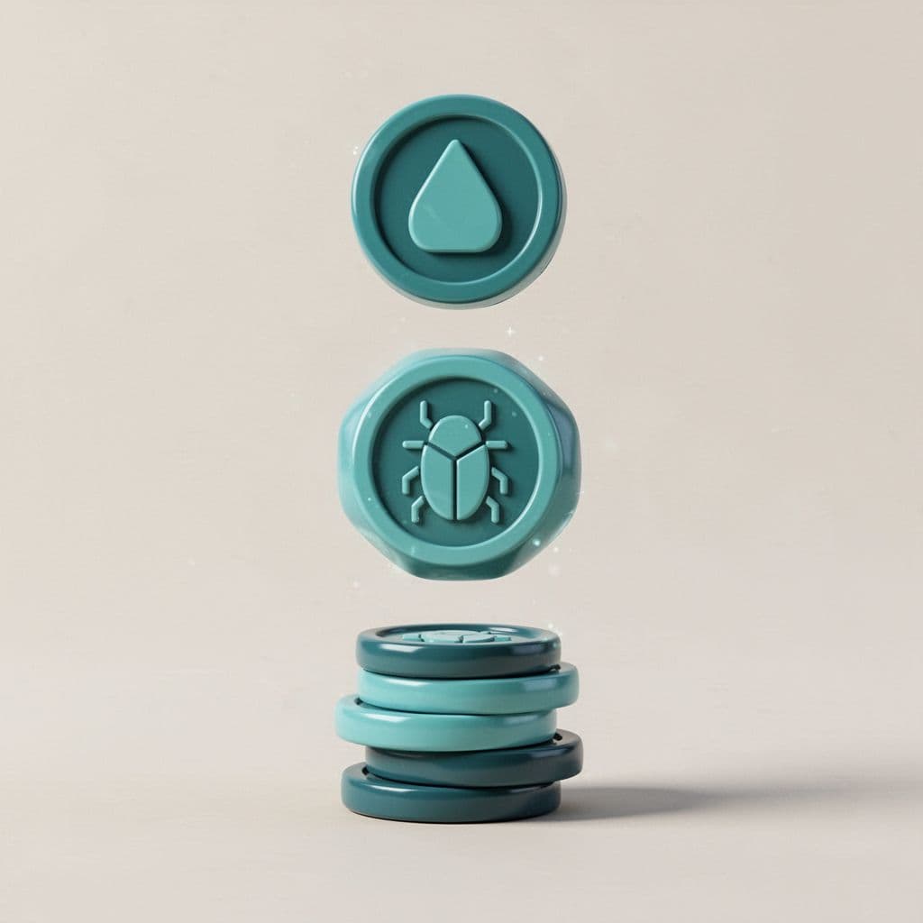 Increasing stacks of coins beside low, medium, high, and critical bug icons with green accents on simple background.