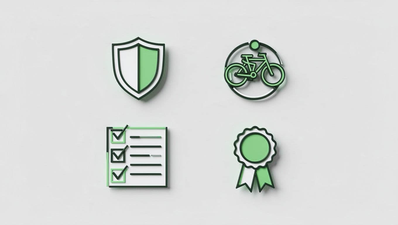 Infographic-style vector icons of NIST CSF shield, ISO 27001 cycle, CIS Controls checklist, and SOC 2 badge in a balanced grid layout.