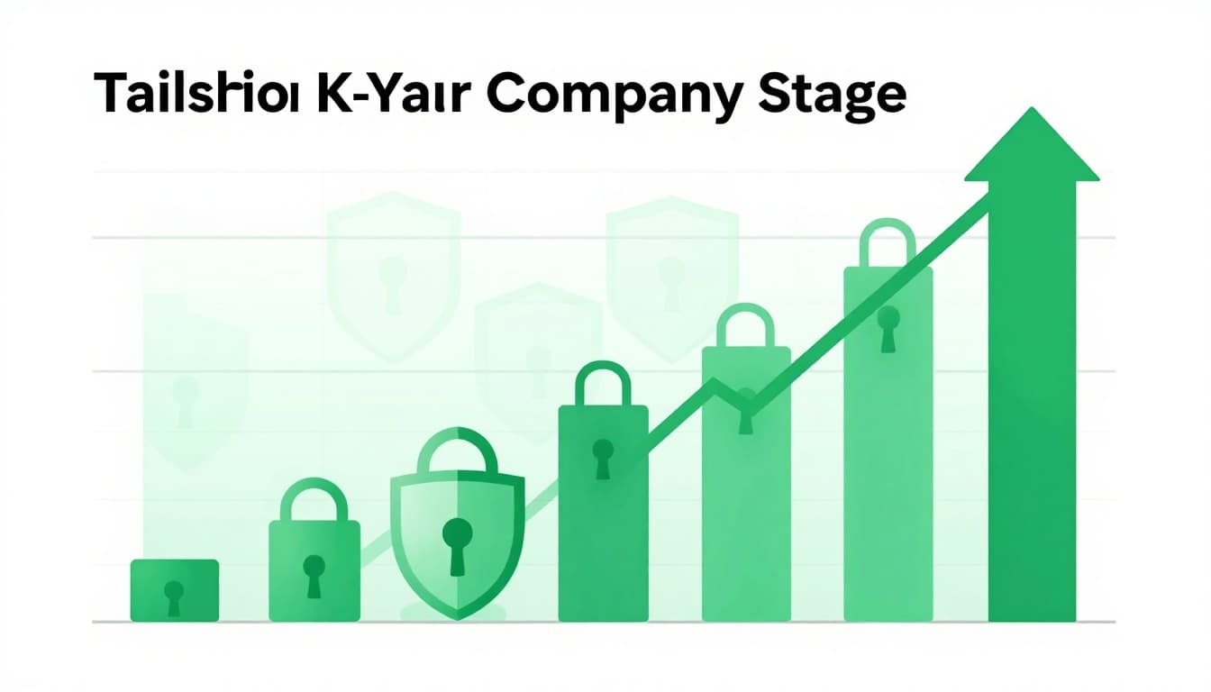 Modern illustration of a growth chart with upward arrows showing positive trends in retention and offer acceptance rates, featuring cybersecurity elements like locks and shields in the background.