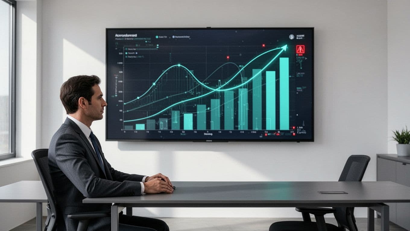 Central screen shows charts of signup velocity spikes, IP clustering, and failure rates with analyst reviewing data in background.