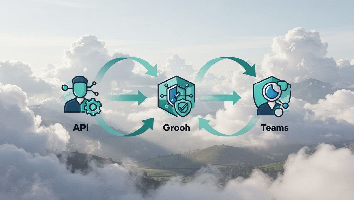 Three connected team icons illustrate remediation workflow for API security issues with green accents on handoffs.