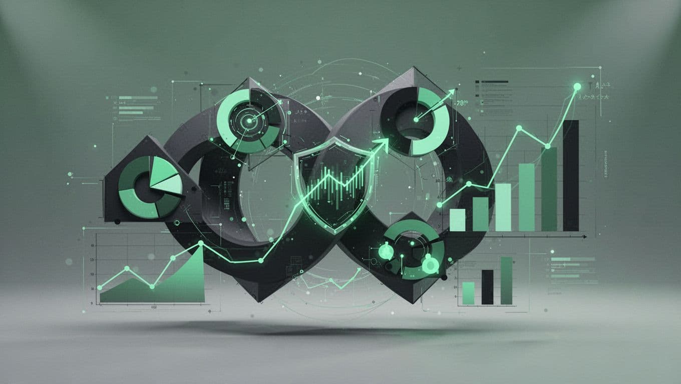 Abstract charts and graphs in green accents depict CTEM dashboard integrating CNAPP CSPM data for microservices risks.