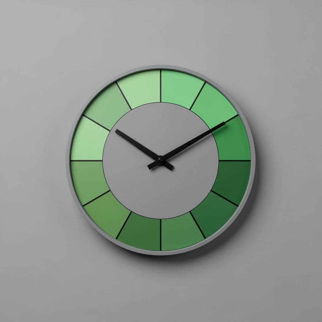 Wall clock with sequential green-highlighted segments for notification periods.