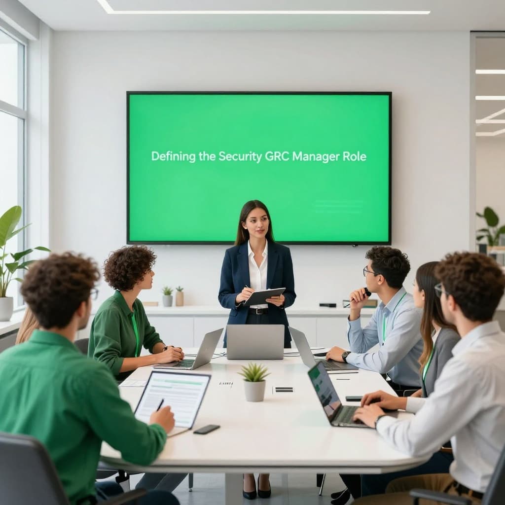 A diverse group of professionals works together in a bright, modern, and structured office environment.