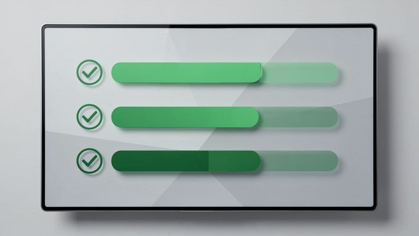 Dashboard with rating bars and scores for technical skills, experience, cultural fit, plus check icons.