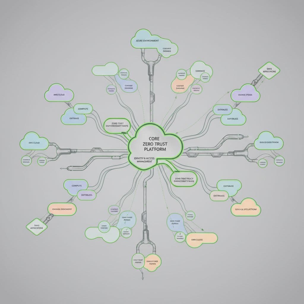 A network diagram shows interconnected circular nodes linked by bright green lines against a soft grey background.