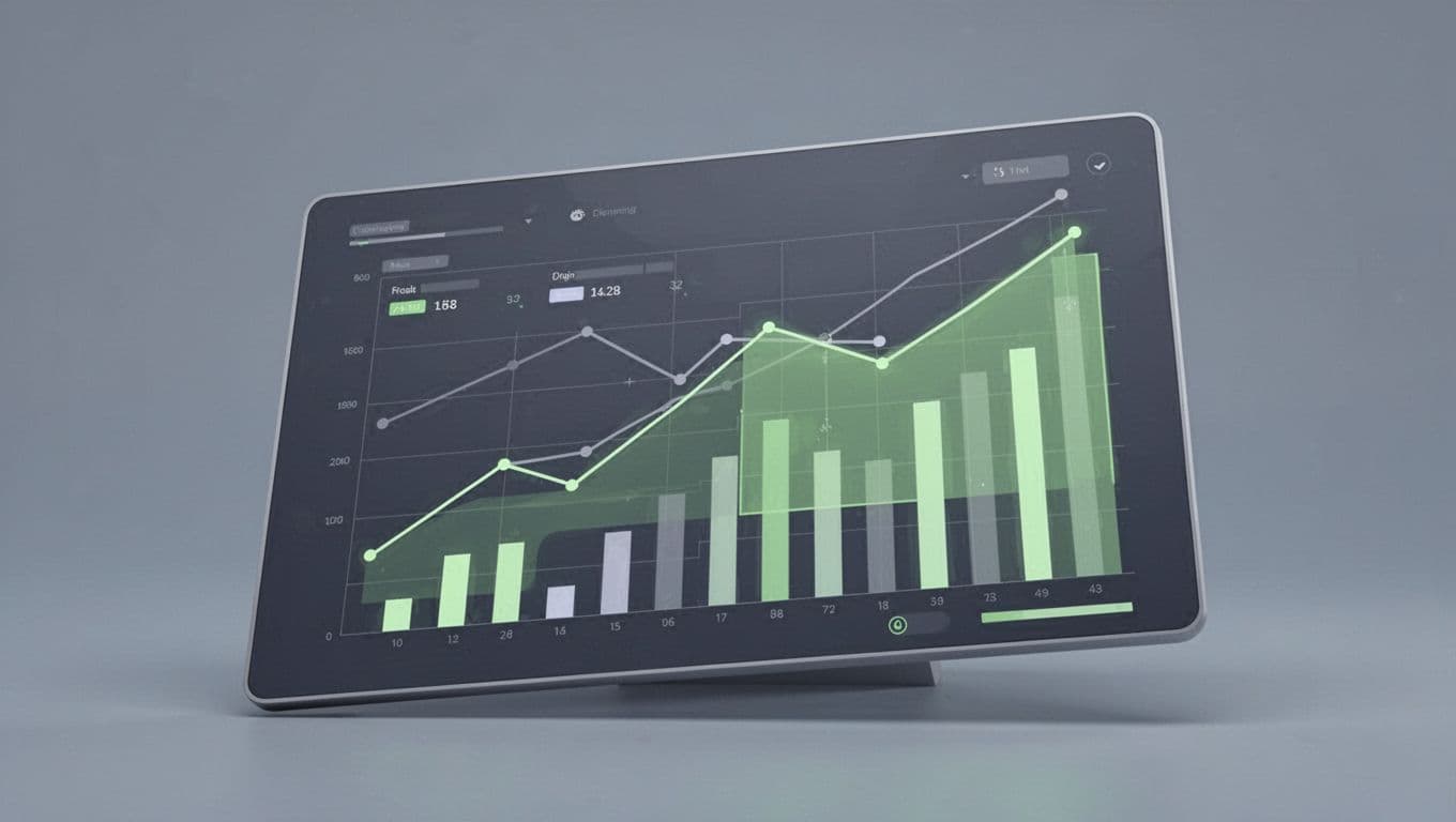 Angled dashboard screen displays charts of declining NTLM usage, LDAP alerts, and Kerberos stats in green safe zones on gray-blue background.