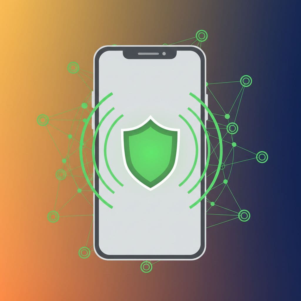 A modern illustration of a phone ringing next to a green protective shield symbol.