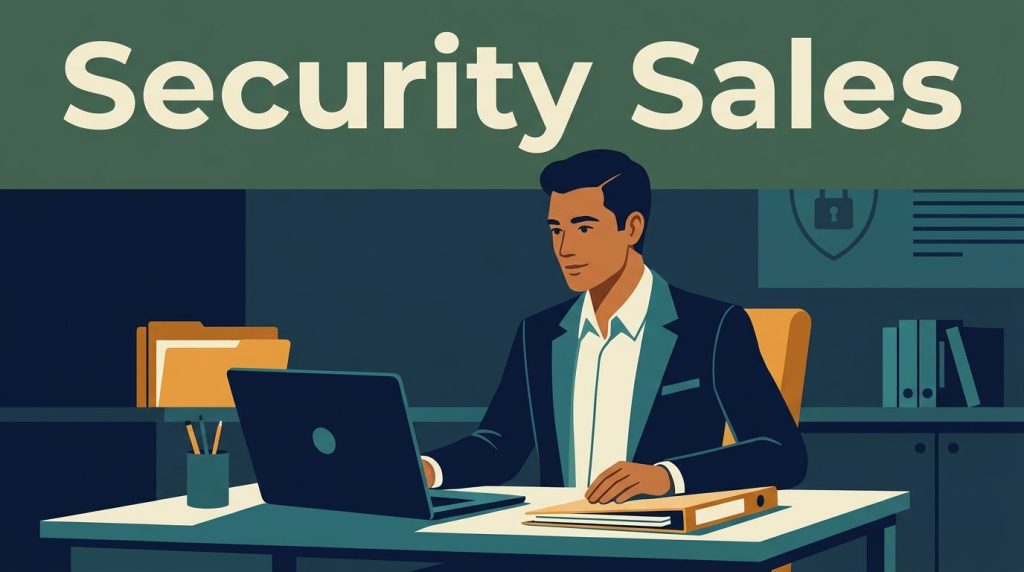 A business professional reviewing a secure laptop and folder at a modern desk.