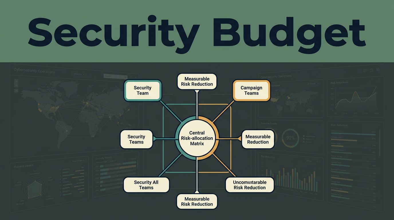 A cybersecurity dashboard with a risk-allocation matrix connecting team nodes.