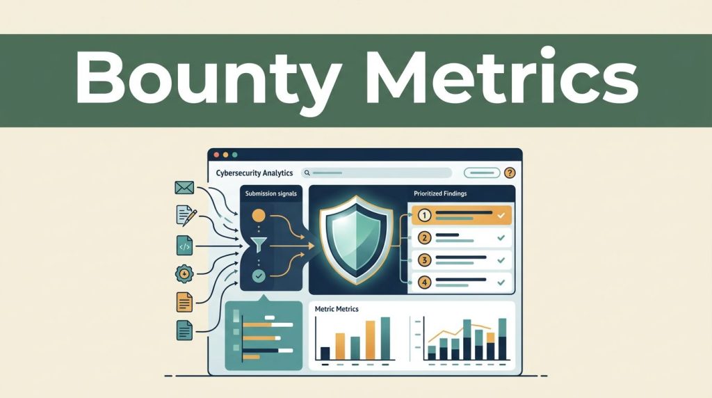A cybersecurity analytics dashboard showing metric bars and a luminous shield emblem.