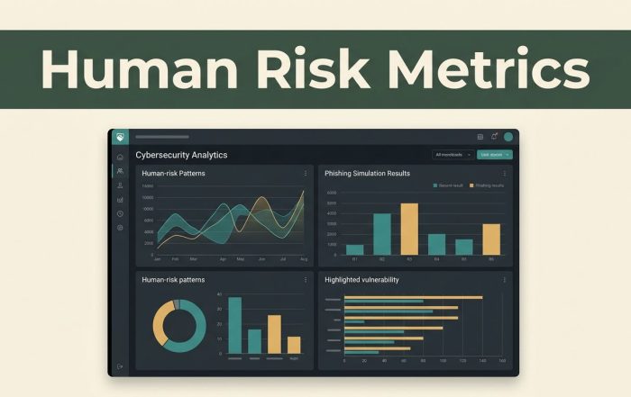 A cybersecurity analytics dashboard showing human risk patterns on a warm ivory and green background.