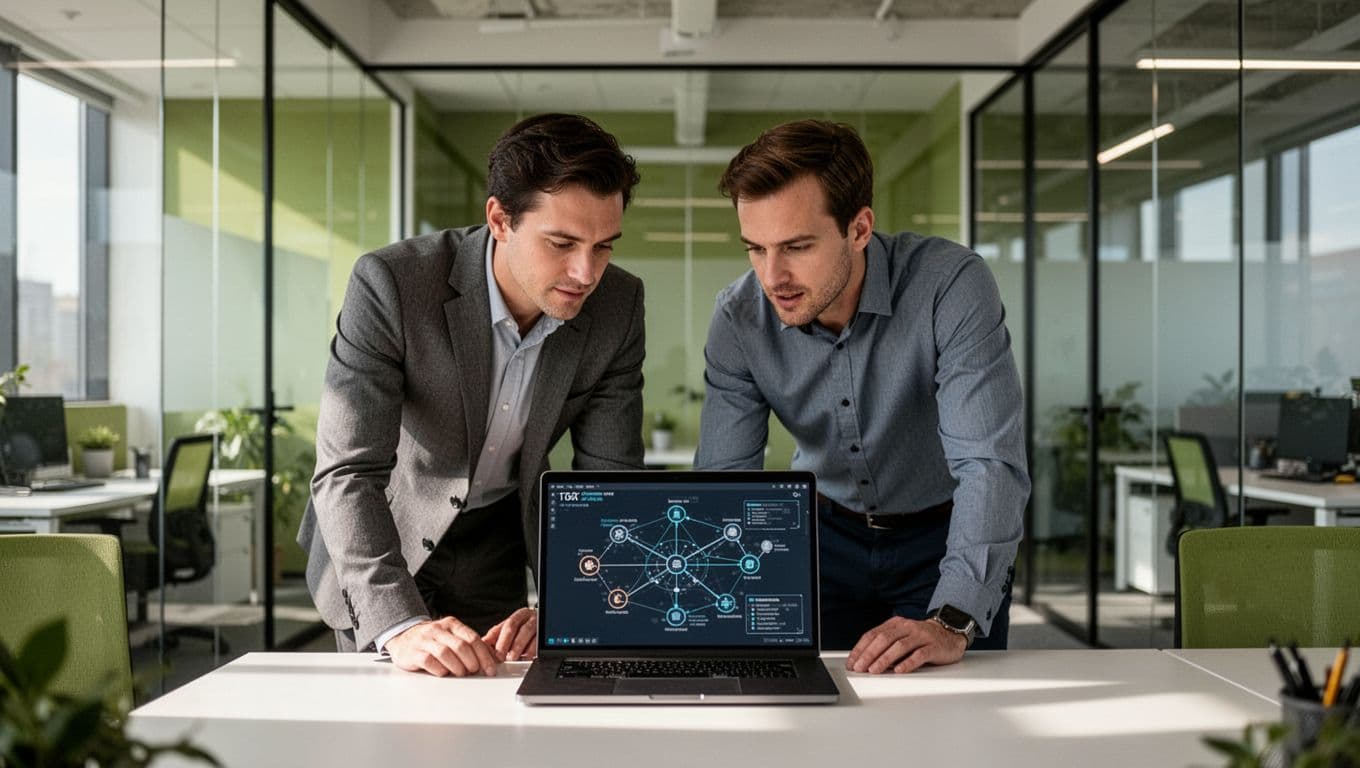 IT and security professionals collaborating around a conference table in an office.