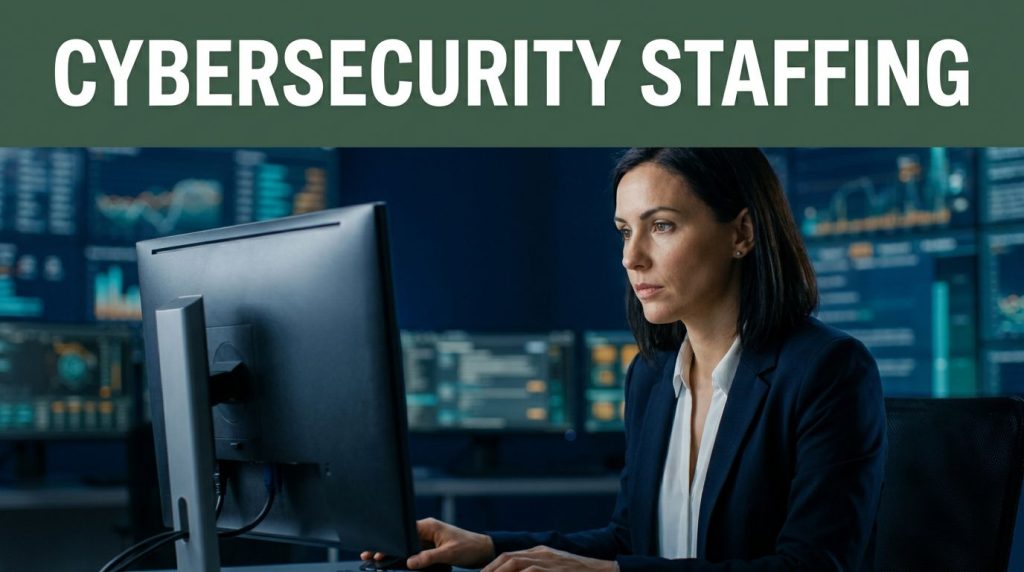 A cybersecurity recruiter reviews a candidate assessment in a modern security office.